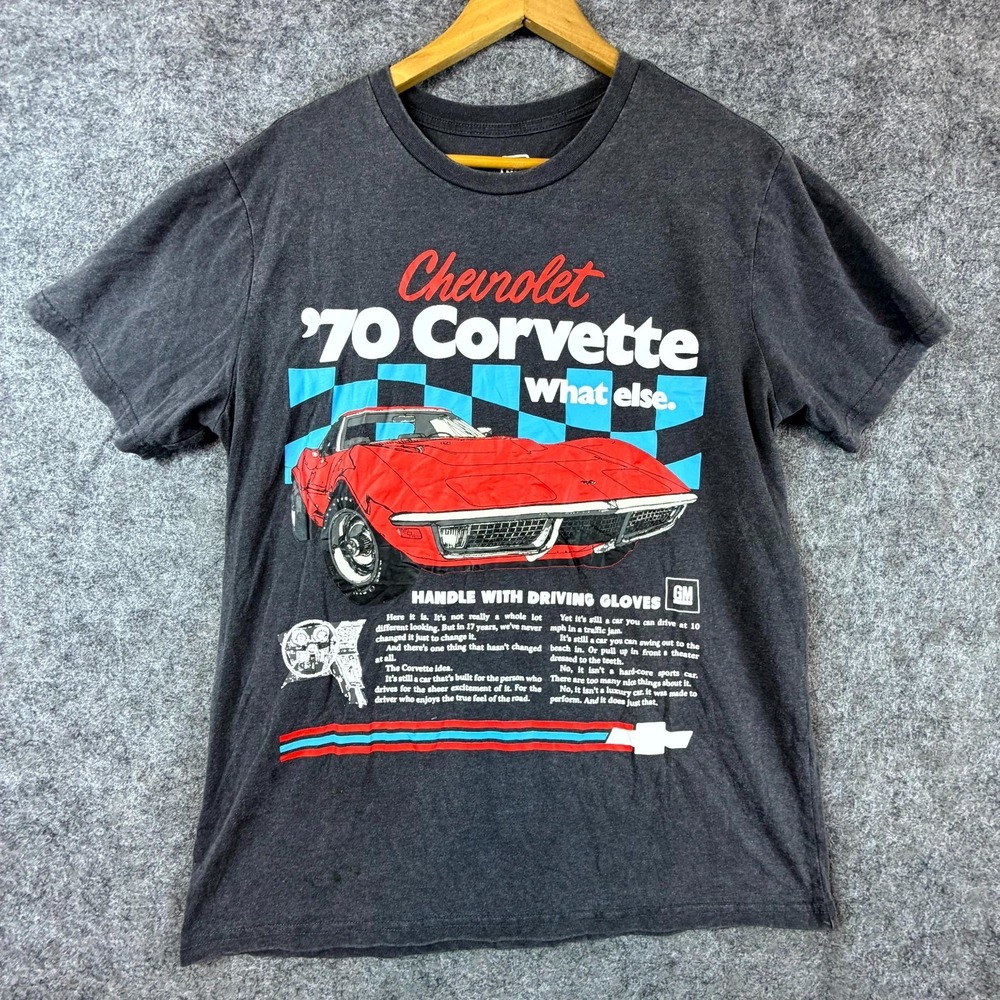 Vintage‎ GM Chevrolet '70 Corvette C3 T Shirt Mens Large Grey Car Graphic Racing